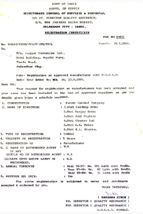 Registration Certificate